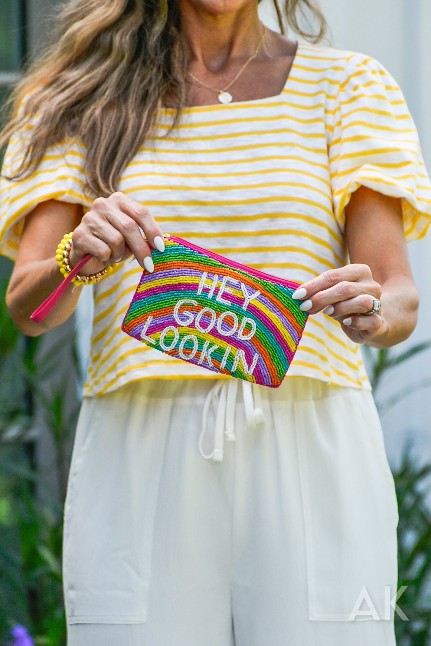 Hey Good Lookin Beaded Midi Clutch