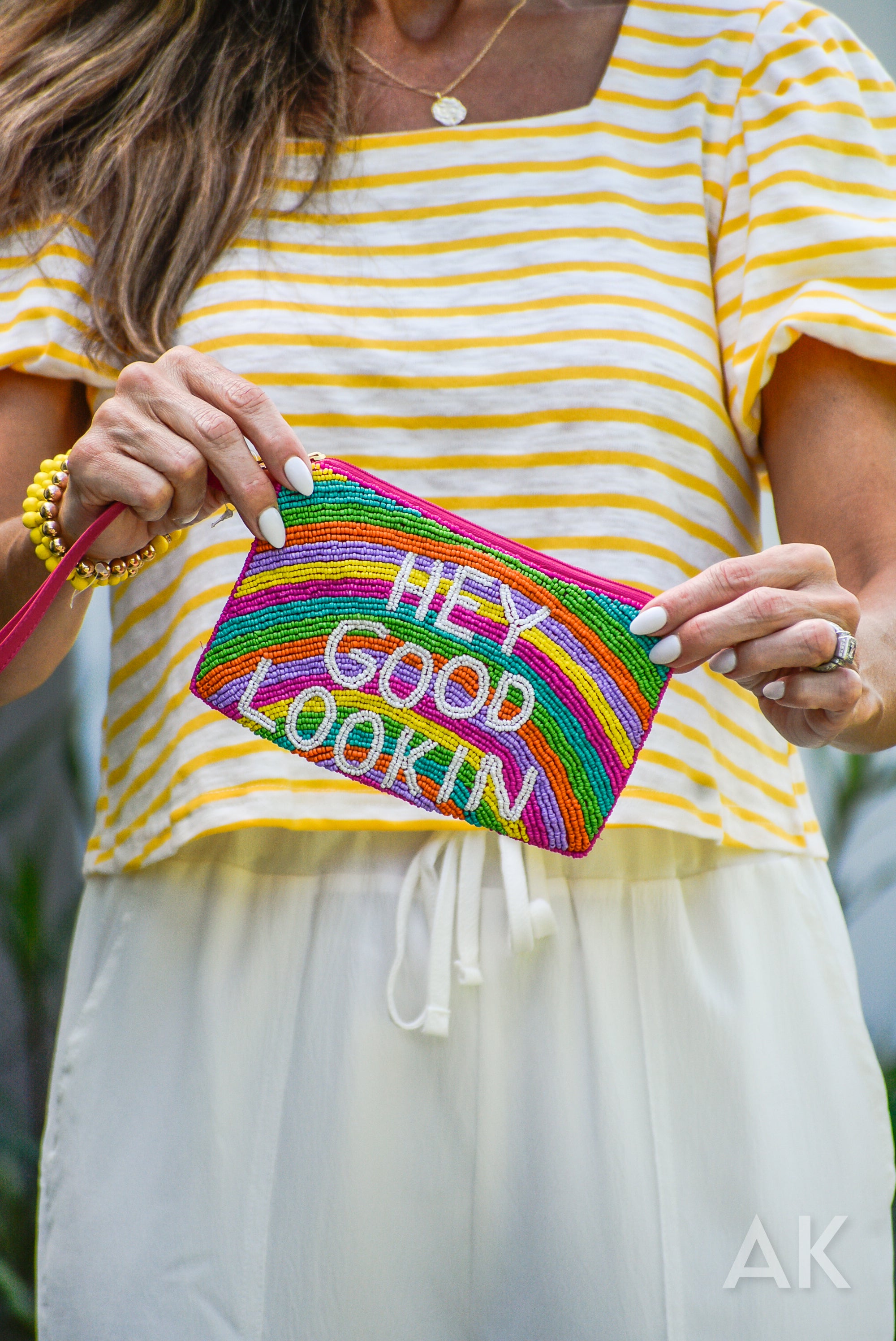 Hey Good Lookin Beaded Midi Clutch