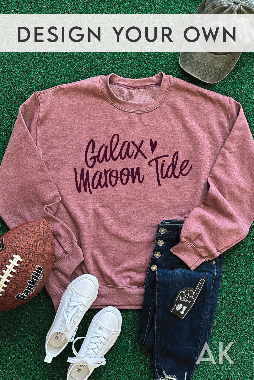 Custom Full Heart Crewneck - Heather Maroon