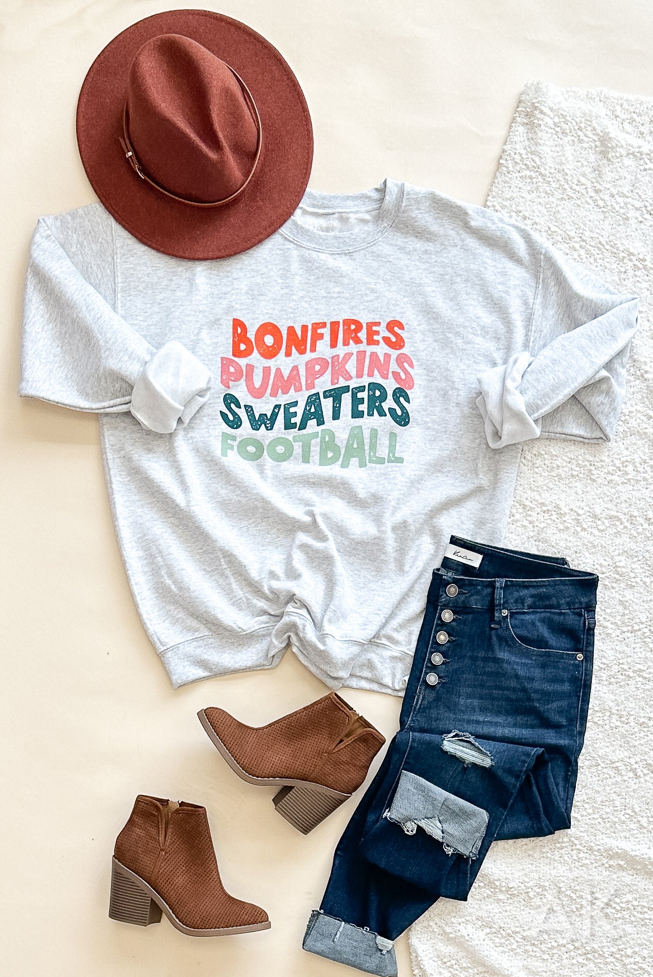 Bonfires, Pumpkins, Sweaters, Football Sweatshirt
